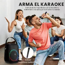 Bocina Karaoke Speaker Vorago 455, Usb, Bt, Microfono Inalambrico, Rgb, Correas Ajustables, Negro