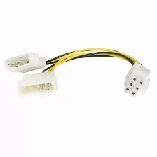 Cable Startech (lp4pciexadap), Adaptador De Alimentación De Lp4 A Pci Express De 6 Pines Para Tarjeta Gráfica, 15cm