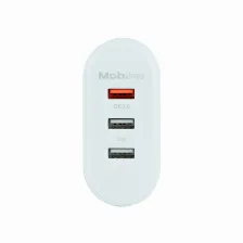Cargador Mobifree Mb-923378 100 - 240 V, Universal, Interior, 3usb, Carga Rápida, Blanco