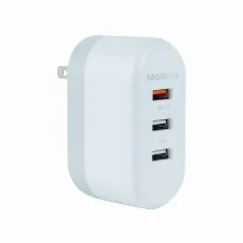 Cargador Mobifree Mb-923378 100 - 240 V, Universal, Interior, 3usb, Carga Rápida, Blanco