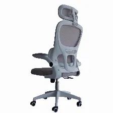 Silla Gerencial Modamob Modelo Polar, Respaldo Y Cabecera De Malla, Piston De Gas C3 120kg, Reposabrazos, Soporte Lumbar, Color Gris