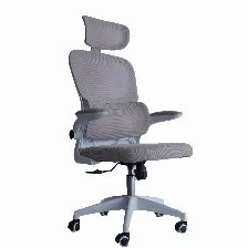 Silla Gerencial Modamob Modelo Polar, Respaldo Y Cabecera De Malla, Piston De Gas C3 120kg, Reposabrazos, Soporte Lumbar, Color Gris.