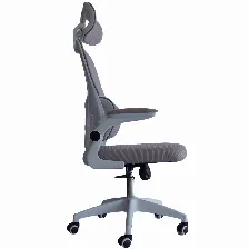 Silla Gerencial Modamob Modelo Polar, Respaldo Y Cabecera De Malla, Piston De Gas C3 120kg, Reposabrazos, Soporte Lumbar, Color Gris.