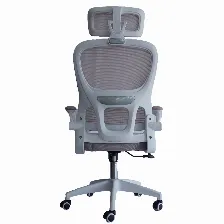 Silla Gerencial Modamob Modelo Polar, Respaldo Y Cabecera De Malla, Piston De Gas C3 120kg, Reposabrazos, Soporte Lumbar, Color Gris.