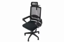 Silla Gerencial Modamob, Modelo Iris, Respaldo Y Cabecera De Malla, Piston De Gas C3 120kg, Reposabrazos, Soporte Lumbar, Color Gris/negro