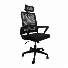 Silla Gerencial Modamob, Modelo Iris, Respaldo Y Cabecera De Malla, Piston De Gas C3 120kg, Reposabrazos, Soporte Lumbar, Color Gris/negro