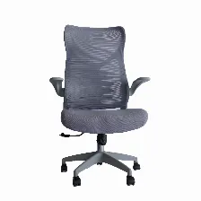 Silla De Oficina Modamob Modelo Ash, Respaldo De Malla, Piston De Gas C3 120kg, Reposabrazos, Soporte Lumbar, Color Gris.