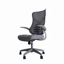 Silla De Oficina Modamob Modelo Ash, Respaldo De Malla, Piston De Gas C3 120kg, Reposabrazos, Soporte Lumbar, Color Gris.