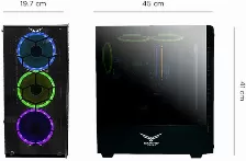Gabinete Naceb, Fctor Atx, 3 Ventiladores Rgb, Panel Frontal Y Lateral De Crystal 7 Bahias Expansion, Sin Fuente De Poder