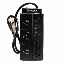 Barra De Contactos Naceb Technology Na-0707 125 V, 0.78 M, 9 Salidas Ac, Negro