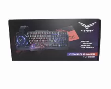 Kits Naceb Technology Na-0925 Teclado Usb, 105 Teclas, Iluminación Si, Mouse Usb, 2400 Dpi, Auriculares Tipo Diadema, 3,5 Mm, Total 4 Pieza(s), Color Negro, Rojo