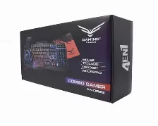 Kits Naceb Technology Na-0925 Teclado Usb, 105 Teclas, Iluminación Si, Mouse Usb, 2400 Dpi, Auriculares Tipo Diadema, 3,5 Mm, Total 4 Pieza(s), Color Negro, Rojo