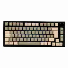 Teclado Naceb Technology Na-0969 Inalámbrico Y Alámbrico, Usb + Rf Wireless + Bluetooth, Interruptor Mecánico, Led Rgb, Beige, Negro