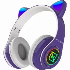 Audífonos Necnon Nbh-07 Diadema, Inalámbrico Y Alámbrico, 3.5 Mm, Bluetooth, Púrpura, Blanco