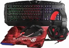 Kit Teclado Y Mouse Necnon Ngc-kraken Usb, Interruptor De Membrana, Retroiluminado, Alámbrico, 3200 Dpi, Negro, Rojo