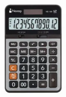 Calculadora Nextep 12 Da­gitos Cubierta Meta¡lica Semiescritorio Batera­a Solar
