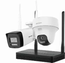 Kit De Vigilancia Hikvision Ip, 4 Canales, 2mp, 1 Camara Bala Exterior + 1 Camara Domo Interior, 2 Vias