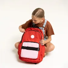 Mochila Perfect Choice Pc-085225 Bolsa Delantera, Poliéster, Color Rojo