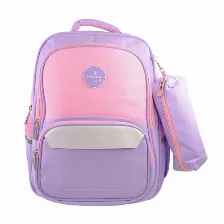 Mochila Perfect Choice Pc-085249 Bolsa Delantera, Poliéster, Color Rosa, Violeta