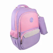 Mochila Perfect Choice Pc-085249 Bolsa Delantera, Poliéster, Color Rosa, Violeta