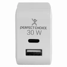 Cargador Perfect Choice Pc-240426 100 - 240 V, Universal, Interior, 1usb, 1usb-c, Carga Rápida, 30 W, Blanco
