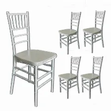 Paquete De 5 Sillas Modamob, Modelo Tiffany, 89.5 X 38 X 38cm, 3.33 Kg, Incluye Asiento Acolchado, Color Perla