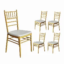 Paquete De 5 Sillas Modamob Modelo Tiffany, Metalica, 143.5 X 39.5 X 40cm, 20 Kg, Incluye Asientos Acolchados, Color Dorado