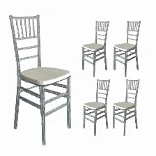 Paquete De 5 Sillas Modamob Modelo Tiffany, 90 X 39.35 X 39.5cm, 4.35kg, Incluye Asiento Acolchado, Color Cristal