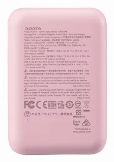 Power Bank Adata C100 10000 Mah, 3.7 V, Universal, Usb, Rosa