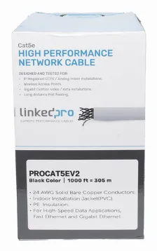 Bobina Linkedpro Pro-cat-5e-v2 Cat5e, 305 M, U/utp (utp), Gris