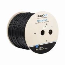 Linkedpro By Epcom Bobina De Cable Ftp Con Mensajero De Acero De 305 M Cat6+ Calibre 23, Color Negro, Para Aplicaciones En Video Vigilancia Y Redes De Datos / Uso En Intemperie Y Aplicaciones Aa‰re...
