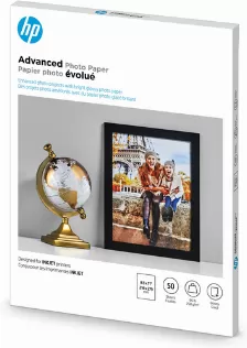 Papel Fotografico Hp Advanced Photo Paper, Glossy, 65 Lb, 8.5 X 11 In (216 X 279 Mm), 50 Sheets, Brillo, 250 G/m², Blanco, 50 Hojas, 15 - 30 °c, 0 - 40 °c