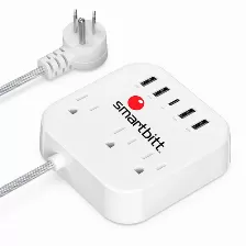 Barra De Contactos Smartbitt Sbss-b3-5u 125 V, 1.5 M, 3 Salidas Ac, Nema 5–15r, Blanco