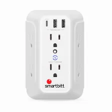 Supresor De Picos Smartbitt Sbss-bw6-3u 125 V, 1875 W, 1480 J, 60 Hz, 6 Contactos, Nema 5–15p, Blanco