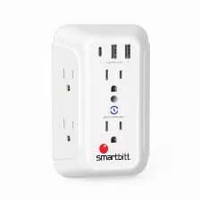 Supresor De Picos Smartbitt Sbss-bw6-3u 125 V, 1875 W, 1480 J, 60 Hz, 6 Contactos, Nema 5–15p, Blanco