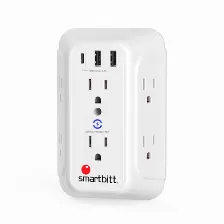 Supresor De Picos Smartbitt Sbss-bw6-3u 125 V, 1875 W, 1480 J, 60 Hz, 6 Contactos, Nema 5–15p, Blanco