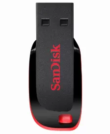 Memoria Usb Sandisk Cruzer Blade 128 Gb, 2.0, Factor De Forma Sin Tapa, Color Negro, Rojo