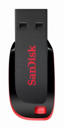 Memoria Usb Sandisk Cruzer Blade 128 Gb, 2.0, Factor De Forma Sin Tapa, Color Negro, Rojo