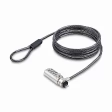 Cable Antirrobo Startech.com Noble, Brecha, Cerradura Con Combinación, 2 M, Acero Al Carbón, Negro, Plata