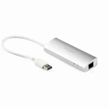 Hub Portátil De Aluminio Concentrador De 3 Puertos Startech, Usb 3.0 Con Adaptador De Red Ethernet Gigabit, (st3300g3ua)