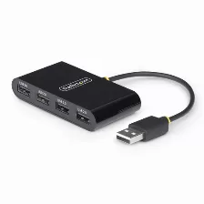 Hub Startech.com Interfaz Usb 2.0, Acrilonitrilo Butadieno Estireno (abs), Cantidad De Puertos 4, 4 Usb 2.0, Longitud De Cable 0.152 M, Velocidad 480 Mbit/s, Color Negro