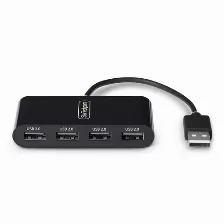 Hub Startech.com Interfaz Usb 2.0, Acrilonitrilo Butadieno Estireno (abs), Cantidad De Puertos 4, 4 Usb 2.0, Longitud De Cable 0.152 M, Velocidad 480 Mbit/s, Color Negro