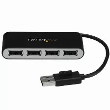 Hub De Usb 2.0 Startech (st4200mini2) 4 Puertos Con Cable Integrado Color Negro