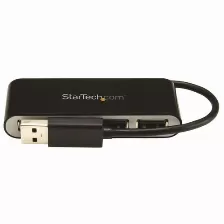 Hub De Usb 2.0 Startech (st4200mini2) 4 Puertos Con Cable Integrado Color Negro