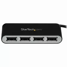 Hub De Usb 2.0 Startech (st4200mini2) 4 Puertos Con Cable Integrado Color Negro