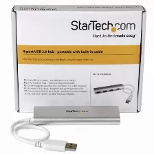Concentrador Startech Portátil Usb 3.0 De 4 Puertos - Hub Con Cable Incorporado, (st43004ua)