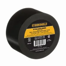 Cinta Ela©ctrica Stronghold Para Aislar, De Pvc, Trabajo Pesado Ela©ctrico (uv, Abrasia³n, Aceite, Corrosia³n), Grosor 0.21 Mm (8.5 Mil), Ancho 50 Mm, Y 20 M Largo, Uso Int./ext., Color Negro. Supe...