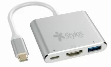 Docking Station Stylos Hb001, Interfaz Usb-c, Usb A, Usb-c, Hdmi (4k), Gris