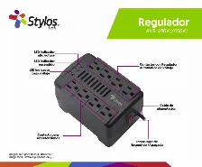 Regulador De Voltaje Stylos Stre650b Re650, 1200va/650w, 8 Contactos, Negro.