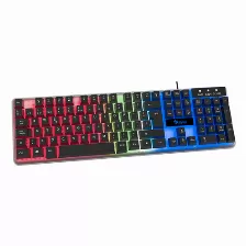 Teclado Alambrico Stylos, Retroiluminado 3 Colores, Multimedia, Transparente